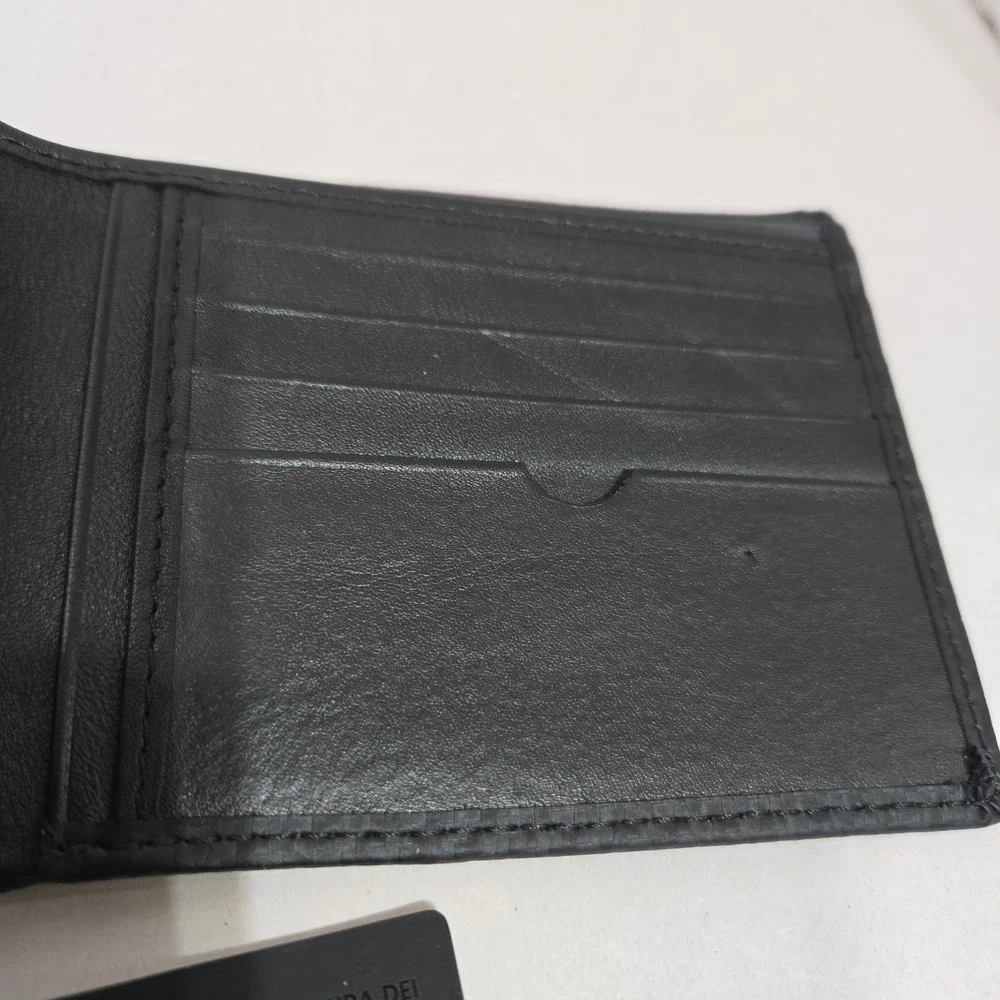NWT Gianni Conti Bifold Wallet Black Italian Leather Monogrammed #1422